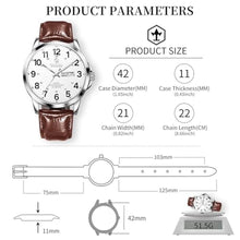 Load image into Gallery viewer, Taxau Watches for Men Brown Leather Large White Dial Arabic Numerals Mens Watch Waterproof Band with Date Quartz Men's Wrist Watches, BrownLeatherStrapWhiteFaceGP_3607
