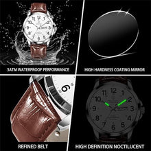 Load image into Gallery viewer, Taxau Watches for Men Brown Leather Large White Dial Arabic Numerals Mens Watch Waterproof Band with Date Quartz Men's Wrist Watches, BrownLeatherStrapWhiteFaceGP_3608
