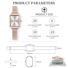 Load image into Gallery viewer, Taxau Women's Square Watch Mesh Bracelet Stainless Steel Rectangular Dress Watches for Women Fashion Business Analog Quartz Ladies Small Wrist Watch, Rose Glod Band White Face-8106WD, square, women, RoseGlodBandWhiteFaceWD_3657
