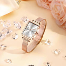 Load image into Gallery viewer, Taxau Women's Square Watch Mesh Bracelet Stainless Steel Rectangular Dress Watches for Women Fashion Business Analog Quartz Ladies Small Wrist Watch, Rose Glod Band White Face-8106WD, square, women, RoseGlodBandWhiteFaceWD_3659
