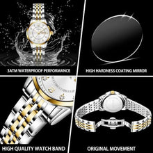 Load image into Gallery viewer, Taxau Womens Watch Dress Waterproof Watches for Women Lady Watch for Small Wrists Gold Silver Stainless Steel Analog Quartz Women's Wrist Watches with Number Big Face Luxuxry Reloj para Mujer, TwoToneSilverL_3606
