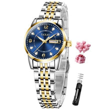 Load image into Gallery viewer, Taxau Womens Watches for Small Wrist Watches for Women Dress Ladies Watch Water Resistant Stainless Steel Analog Quartz Silver-Gold Watch with Date Blue Face Elegant Reloj para Mujer, TwoToneBlueL_1
