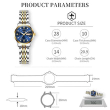 Load image into Gallery viewer, Taxau Womens Watches for Small Wrist Watches for Women Dress Ladies Watch Water Resistant Stainless Steel Analog Quartz Silver-Gold Watch with Date Blue Face Elegant Reloj para Mujer, TwoToneBlueL_3614
