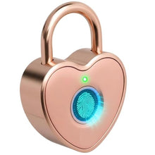 Load image into Gallery viewer, Tcyoatoa Fingerprint Padlock for Gym Locker, Heart Shaped, Rose Gold, RoseGold_1
