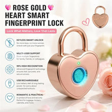 Load image into Gallery viewer, Tcyoatoa Fingerprint Padlock for Gym Locker, Heart Shaped, Rose Gold, RoseGold_6839

