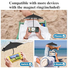 Load image into Gallery viewer, TDTOK Magnetic Phone Umbrella for Sun with Universal Adjustable Phone Ring, Outdoor Anti-Reflective Magnetic Cell Phone Umbrella Sun Shade for iPhone 16 15 14 13 12 Pro Max, Black_333
