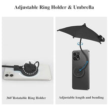 Load image into Gallery viewer, TDTOK Magnetic Phone Umbrella for Sun with Universal Adjustable Phone Ring, Outdoor Anti-Reflective Magnetic Cell Phone Umbrella Sun Shade for iPhone 16 15 14 13 12 Pro Max, Black_336
