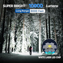 Load image into Gallery viewer, TECBOTT Rechargeable Flashlights 10000 High Lumens Super Bright LED Flashlight High Powered Tactical Flashlight Zoomable 3 Modes IPX6 Waterproof Handheld Flash Light for Camping Outdoor Emergencies, Silver_1042
