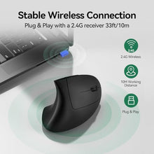 Load image into Gallery viewer, TECKNET Ergonomic Mouse, Rechargeable Vertical Ergo Mouse Wireless 800-4800 Levels 5 Adjustable DPI, Silent 2.4GHz Optical Carpal Tunnel Mouse for Right Hand, USB Wireless Mice for Laptop, PC_3412
