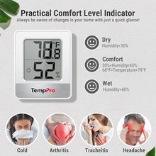Load image into Gallery viewer, TempPro TP49 3 Pack Digital Hygrometer Indoor Thermometer, WhiteIndoorThermometer_121
