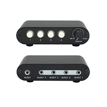 Load image into Gallery viewer, TENEALAY 4-Way 3.5mm Stereo Audio Switch input Signal Source Switcher Selector Splitter Box with line volume controller (4 in 1 out / 1 in 4 out) -MC41, portmmSwitchwithvolume_1
