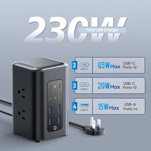 Load image into Gallery viewer, TenTrend Power Strip Tower, 230W Charging Station with Multiple Devices, BlackBlue_705
