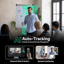 Load image into Gallery viewer, Tenveo 4K NDI PTZ Camera, AI Humanoid &amp; Face Auto-Tracking, 12X Optical Zoom Wide Angle, USB3.0/HDMI/LAN PoE IP Live Streaming for Church Video Conference Broadcast YouTube OBS, ClassicSilver_544
