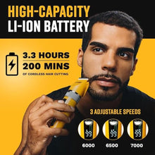Load image into Gallery viewer, The Cut Buddy Clipper &amp; Grooming Set, Cordless Hair &amp; Beard Trimmer with Ceramic &amp; Titanium Blades, 7 Guards, Waterproof, Beginner Kit, Yellow_6826
