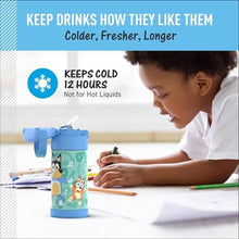 Load image into Gallery viewer, THERMOS FUNTAINER Water Bottle with Straw - 12 Ounce - Kids Stainless Steel Vacuum Insulated Water Bottle with Lid, Bluey_1765
