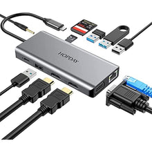 Load image into Gallery viewer, Thunderbolt 3 Dock, Docking Station, 12 in 1 Laptop Docking Station Quadruple Monitors with 4K Dual HDMI,VGA,Ethernet,USB 3.0,100W PD for USB C Device, GREY_1
