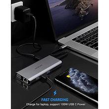 Load image into Gallery viewer, Thunderbolt 3 Dock, Docking Station, 12 in 1 Laptop Docking Station Quadruple Monitors with 4K Dual HDMI,VGA,Ethernet,USB 3.0,100W PD for USB C Device, GREY_2197

