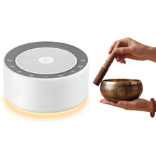 Load image into Gallery viewer, Tibetan Meditation Singing Bowl Sound Machine, 11 Authentic Singing Bowl &amp; Relaxing Sounds, Premium Wood-Style Design, 7-Color Night Light, Timer &amp; Memory, for Meditation, Yoga, Sleep &amp; Mindfulness, White_1
