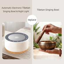 Load image into Gallery viewer, Tibetan Meditation Singing Bowl Sound Machine, 11 Authentic Singing Bowl &amp; Relaxing Sounds, Premium Wood-Style Design, 7-Color Night Light, Timer &amp; Memory, for Meditation, Yoga, Sleep &amp; Mindfulness, White_72
