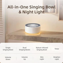 Load image into Gallery viewer, Tibetan Meditation Singing Bowl Sound Machine, 11 Authentic Singing Bowl &amp; Relaxing Sounds, Premium Wood-Style Design, 7-Color Night Light, Timer &amp; Memory, for Meditation, Yoga, Sleep &amp; Mindfulness, White_75
