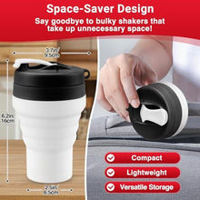 Load image into Gallery viewer, Tilcore Protein Shaker Bottle Collapsible - Food-Grade, Leakproof Lid 600mL/20oz Shaker - Reusable Silicone Shaker Cups for Protein Shakes for Gym-goers &amp; Travelers, Black_1383
