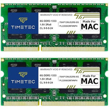 Load image into Gallery viewer, Timetec 16GB KIT(2x8GB) Compatible for Apple DDR3 1333MHz PC3-10600 CL9 for Mac Book Pro (Early/Late 2011 13/15/17 inch), iMac(Mid 2010, Mid/Late 2011 21.5/27 inch), Mac Mini(Mid 2011) MAC RAM Upgrade, Green_1
