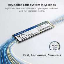 Load image into Gallery viewer, Timetec 1TB SSD 3D NAND SATA III 6Gb/s M.2 2280 NGFF 512TBW Read Speed Up to 550MB/s SLC Cache Performance Boost Internal Solid State Drive for PC Computer Laptop and Desktop (1TB), Black_8615
