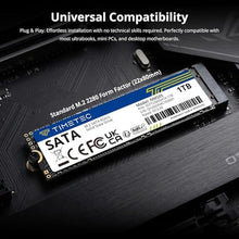 Load image into Gallery viewer, Timetec 1TB SSD 3D NAND SATA III 6Gb/s M.2 2280 NGFF 512TBW Read Speed Up to 550MB/s SLC Cache Performance Boost Internal Solid State Drive for PC Computer Laptop and Desktop (1TB), Black_8616
