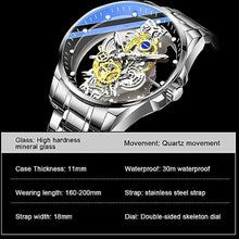 Load image into Gallery viewer, Tiong Men's Skeleton Quartz Analog Watch Stainless Steel Waterproof Watches For Men? Built-In Battery Powered Clear Cover Watches For Men, A4281-Silver_874
