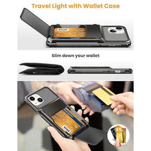 Load image into Gallery viewer, TITACUTE for iPhone 15 Plus Case 14 Plus Wallet 1-5 Credit Card Holder Slot Flip Cover Design Back Pocket Dual Layer Armor Anti-Scratch Hard Shell Hybrid Protective Bumper for iPhone 15+/14+ Gunmetal_3067
