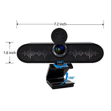 Load image into Gallery viewer, TOALLIN UHD 4K Webcam with 4 Microphones and Dual Speakers, All-in-One Video Conference Webcam with Privacy Cover, Wide Angle View USB Webcam for Streaming, Teaching and Video Calls, Black_7091
