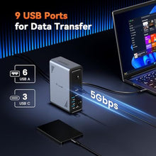 Load image into Gallery viewer, TobenONE 18 in 1 Laptop Docking Station 3 Monitors,Triple 4K HDMI,9 USB C/A, GreydockingstationforWindows_682
