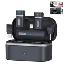 Load image into Gallery viewer, Tokdance 3-in-1 Wireless Lavalier Microphone - Mini Lapel Mic with Replaceable Adapters Compatible with iPhone Android Camera - Excellent Sound Clip-on Lav Mics for Content Creator, Black_1

