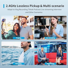 Load image into Gallery viewer, Tokdance 3-in-1 Wireless Lavalier Microphone - Mini Lapel Mic with Replaceable Adapters Compatible with iPhone Android Camera - Excellent Sound Clip-on Lav Mics for Content Creator, Black_6743
