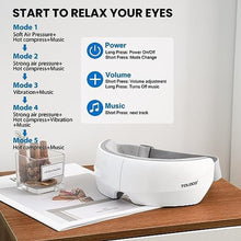 Load image into Gallery viewer, TOLOCO Eye Massager with Heat,Bluetooth Music,Compression,Electric Adjustable Eye Massager,Improve Sleep,Holiday,Birthday,Christmas Gifts Eye Mask for Women Men, White_947

