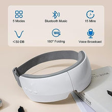 Load image into Gallery viewer, TOLOCO Eye Massager with Heat,Bluetooth Music,Compression,Electric Adjustable Eye Massager,Improve Sleep,Holiday,Birthday,Christmas Gifts Eye Mask for Women Men, White_948
