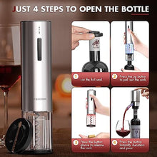Load image into Gallery viewer, TOMEEM 4-in-1 Electric Wine Opener Set with Foil Cutter, Electric Wine Aerator, Vacuum Stoppers, TOMEEM Wine Gift Set for Outdoor and Home, Party_1969
