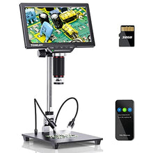 Load image into Gallery viewer, TOMLOV DM201 Pro Digital Microscope, 7 Inch Coin Microscope Magnifier 1200X,16MP HDMI LCD Microscope with Screen, Soldering Microscope for Electronic Repair, 10" Stand, TV/Windows/Mac Compatible,32GB, Silver_1
