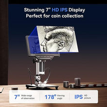 Load image into Gallery viewer, TOMLOV DM201 SE 7'' LCD Digital Microscope 1200X, 1080P Coin Microscope Magnifier for Error Coins with Remote Control, 12MP Soldering Microscope for Adult, Compatible Windows/Mac OS, 32GB_1260
