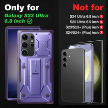 Load image into Gallery viewer, TONGATE for Samsung Galaxy S23 Ultra Case, [Built-in Slide Camera Cover &amp; Screen Protector] [2 Front Frame] Military Grade Shockproof S23 Ultra Phone Case with Kickstand &amp; Belt-Clip 6.8", Purple, CPurple_7813
