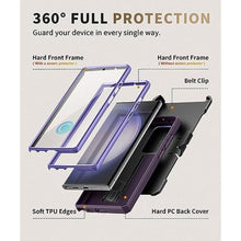 Load image into Gallery viewer, TONGATE for Samsung Galaxy S23 Ultra Case, [Built-in Slide Camera Cover &amp; Screen Protector] [2 Front Frame] Military Grade Shockproof S23 Ultra Phone Case with Kickstand &amp; Belt-Clip 6.8", Purple, CPurple_7816
