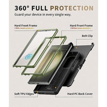 Load image into Gallery viewer, TONGATE for Samsung Galaxy S23 Ultra Case, [Built-in Slide Camera Cover &amp; Screen Protector] [2 Front Frame] Military Grade Shockproof S23 Ultra Phone Case with Kickstand &amp; Belt-Clip 6.8", Green_8752
