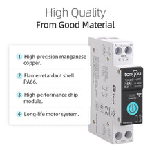 Load image into Gallery viewer, TONGOU DIY 1P+N Smart Wi-Fi Switch, Work with Alexa and Google Assistant for Voice Control, 16A with Energy Monitor, Smart Life/Tuya APP Remote Control, Timer Functions, DIN Rail Mounted,FCC Certified, White_1322
