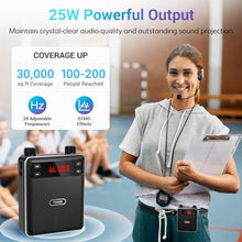 Load image into Gallery viewer, TONOR Voice Amplifier Wireless Microphone 25W, Portable Voice Amplifier for Teachers with Bluetooth Headset Mic, Portable Speaker Megaphone 25 m/82ft for Classroom, Training, Teaching, Yoga, K12, Black_221
