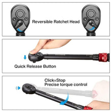 Load image into Gallery viewer, Toolwiz 3/8-Inch Drive Click Torque Wrench 5-45 Ft-Lb/6.8-61 Nm, Black_5446
