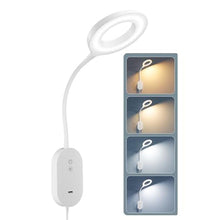Load image into Gallery viewer, TOPMB Wall Mounted Reading Light,Bed Headboard Lamp with 10W USB Output Fast, Wall Reading Lamps with 4 Color Modes &amp; 5 Dimmable, Memory Function, 4-Hour Auto Off Ring Light White_1
