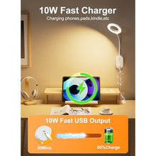 Load image into Gallery viewer, TOPMB Wall Mounted Reading Light,Bed Headboard Lamp with 10W USB Output Fast, Wall Reading Lamps with 4 Color Modes &amp; 5 Dimmable, Memory Function, 4-Hour Auto Off Ring Light White_5978
