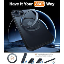 Load image into Gallery viewer, TORRAS 360 Rotatable Ring for iPhone 15 Case, [Compatible with MagSafe Stand] Magnetic Ring Holder [3X Military Grade Tested] Shockproof Translucent Slim Case for iPhone 15 Phone Case, Black_7579
