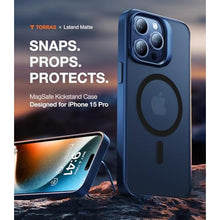 Load image into Gallery viewer, TORRAS for iPhone 15 Pro Max Case 360 Magnetic Stand O3 Fitness Series, [Fit for MagSafe] [360 Rotating Kickstand] 4X Mil-Grade Shockproof, Slim, Translucent Deep Blue, BlueTitanium_2768
