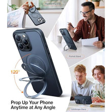 Load image into Gallery viewer, TORRAS Magnetic Ostand for iPhone 16 Pro Max Case, [Fit for MagSafe][Shockproof Military Grade][Built in Kickstand] Translucent Slim Magnetic Phone Case for iPhone 16 Pro Max 6.9", Black_1941
